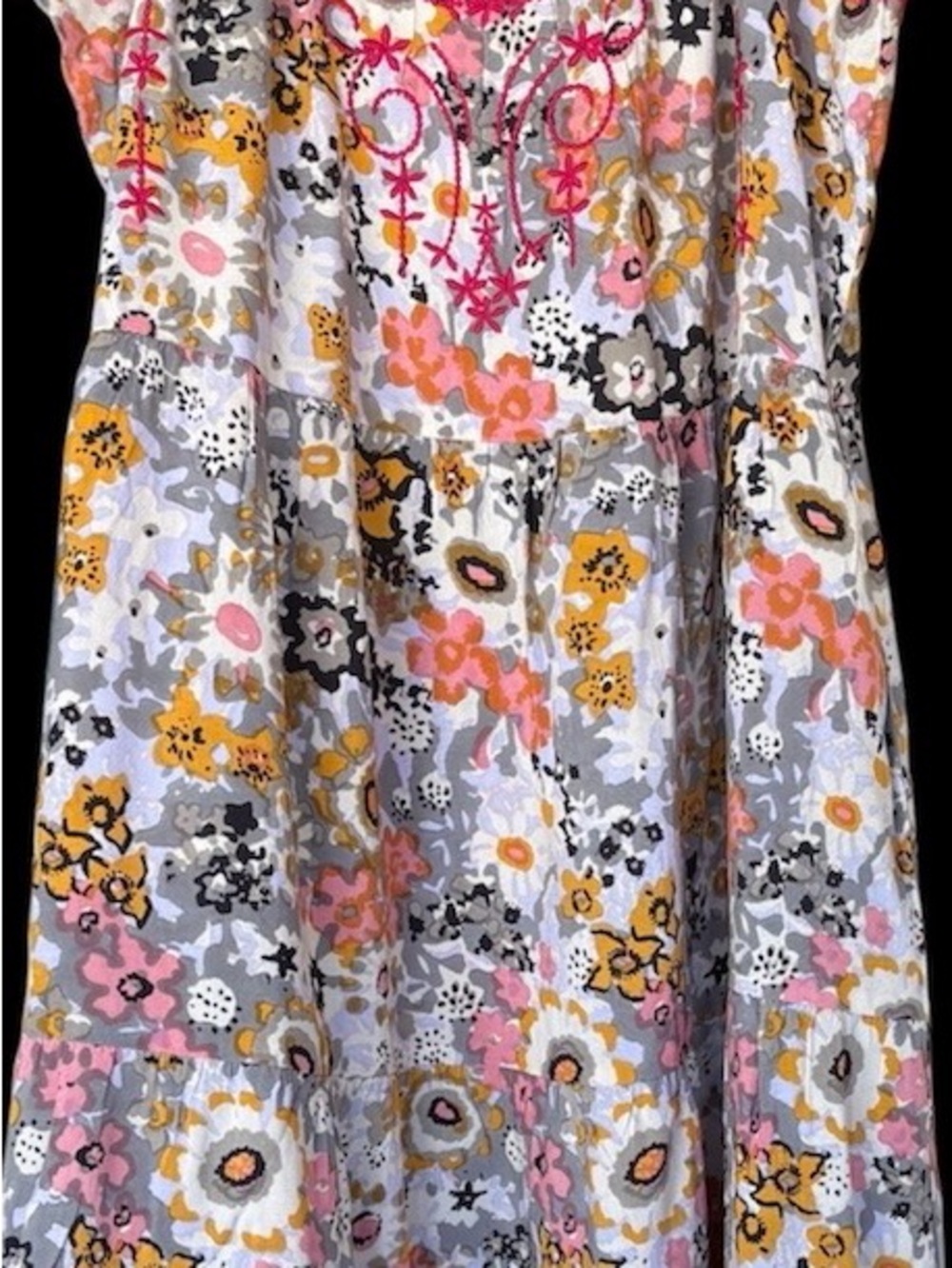 NATURAL LIFE Multicolor Floral Midi Dress with Pink Trim - Picture 5 of 5